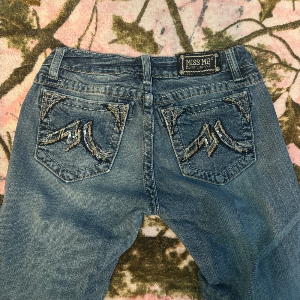 Miss Me Blue Boot Cut Jeans with Decorative Stitching